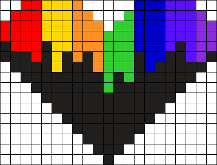 Black Dripping Rainbow Heart Perler Bead Pattern / - Rainbow Heart Perler Bead Pattern (442x337), Png Download