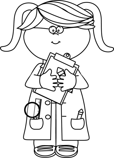 Kid Scientist With A Magnet With A Magnet - Science Black And White Clip Art (398x550), Png Download