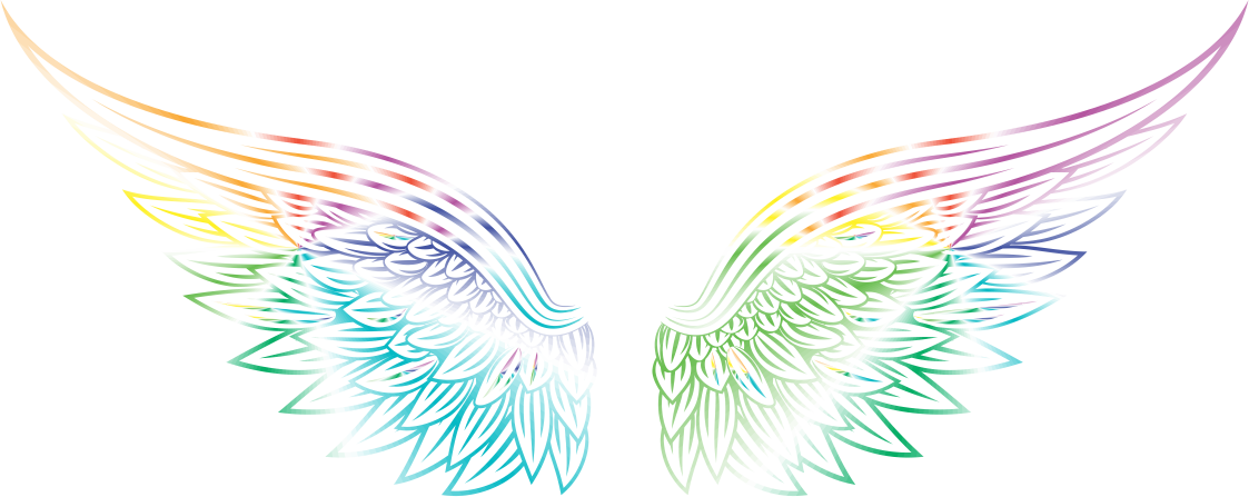 Archangel Meditations - Rainbow Angel Wings Transparent Background (1123x447), Png Download