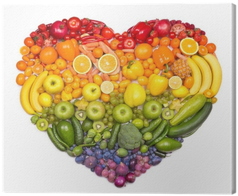 Rainbow Heart Of Fruits And Vegetables Canvas Print - Фруктов И Овощей В Столовую (400x400), Png Download