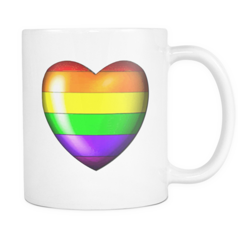 Pride Rainbow Heart White Mug 11oz - Mug (480x480), Png Download