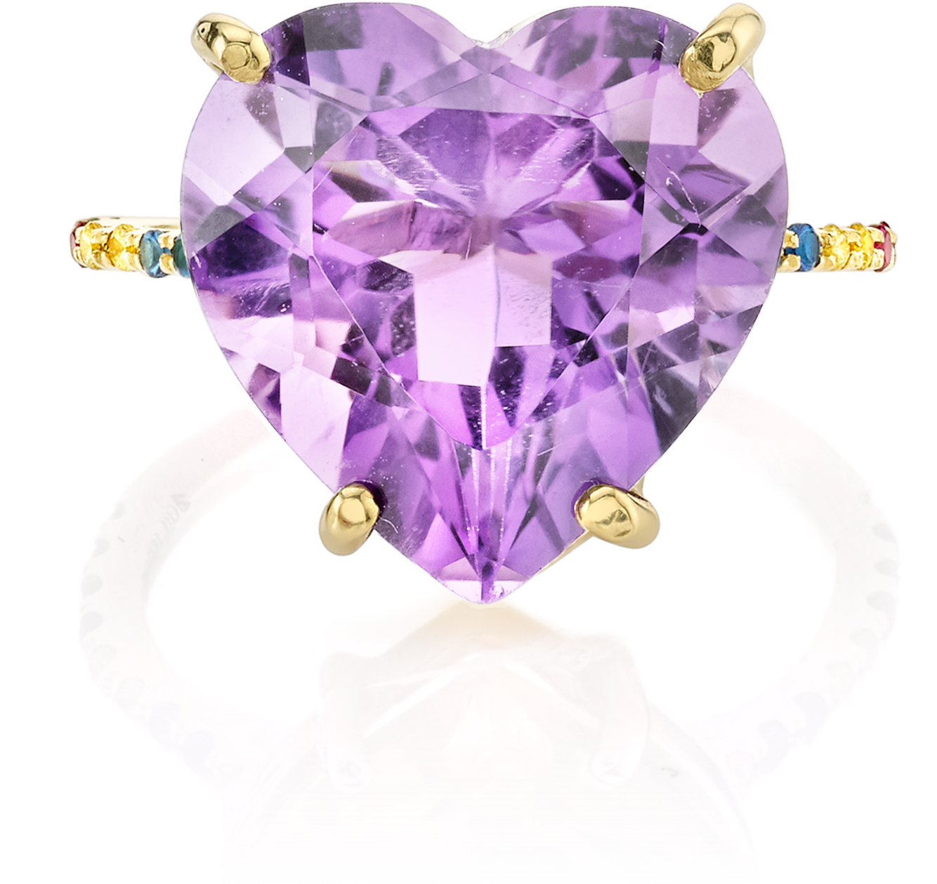 Amethyst And Rainbow Heart Ring - Ring (1800x1800), Png Download