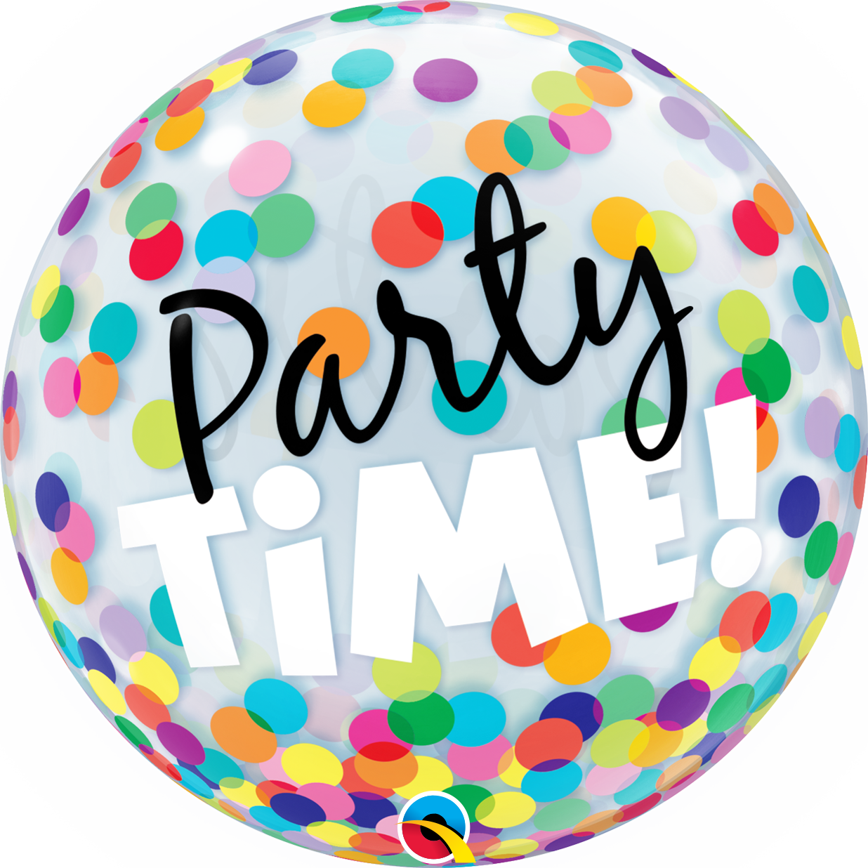 'party Time ' Confetti Bubble Balloon - Party Balloons And Confetti Png (1236x1236), Png Download