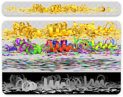 Metal And Paper Confetti Desk Side View Promo - Paper (498x393), Png Download