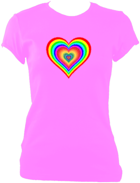 Rainbow Heart Fitted T-shirt - Regenbogen-fahne Anti-hass Pro-liebe Protest-lgbt Banner (600x600), Png Download
