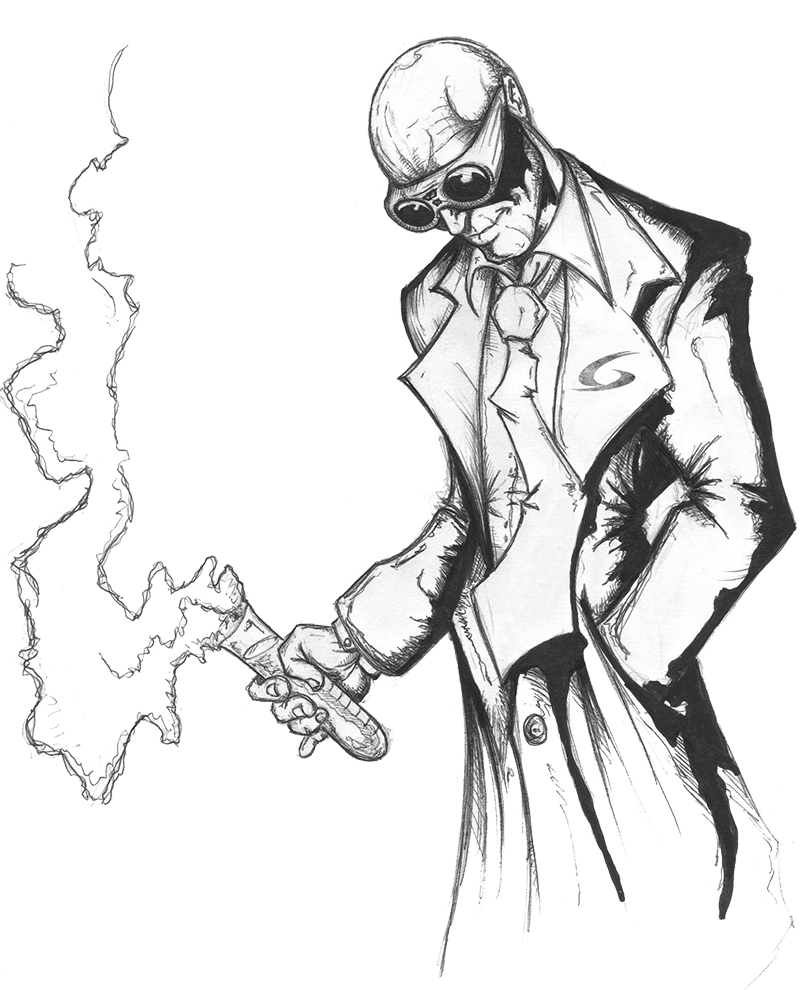 Drawing Of Crazy Scientist (800x990), Png Download