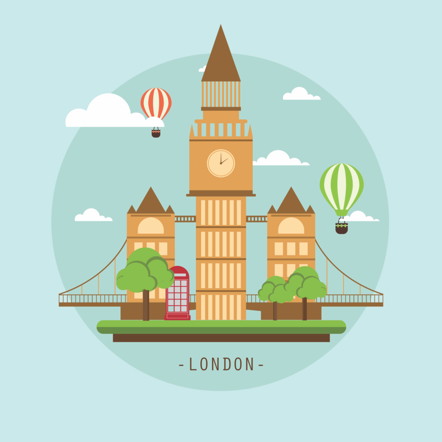 London Background Vector - Big Ben London Clipart (480x479), Png Download