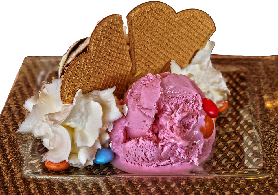 Ice, Ice Cream Sundae, Waffle, Dessert, Ice Cream - Ice Cream (960x695), Png Download