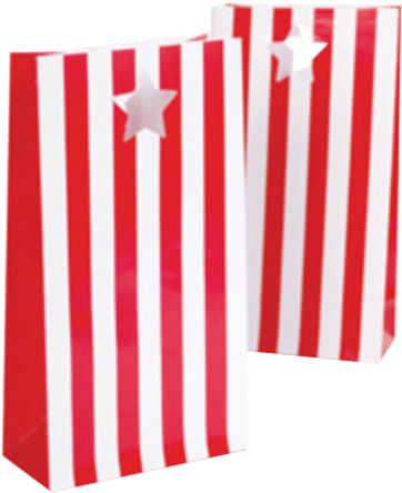 Red & White Stripe Party Bags - Geschenktüten Rot Gestreift Mit Stern (391x480), Png Download
