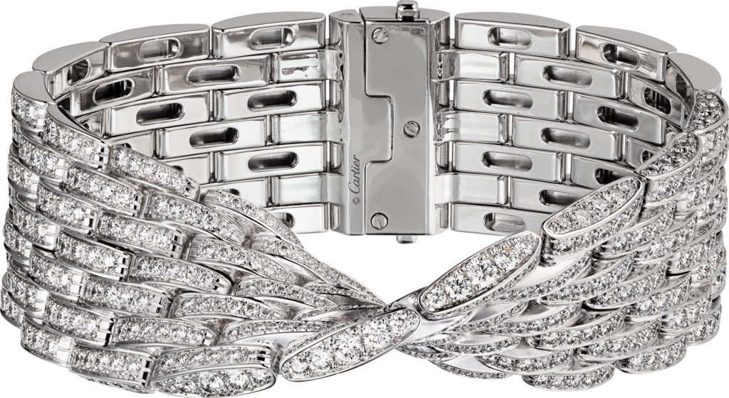 Maillon Panthère Bracelet, 7 Diamond-paved Rowswhite - Maillon Panthere Bracelet, 7 Diamond-paved Rows (1024x560), Png Download