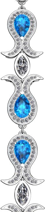 Pear Shape Blue Topaz And Diamond Bracelet Style - Diamond (960x720), Png Download