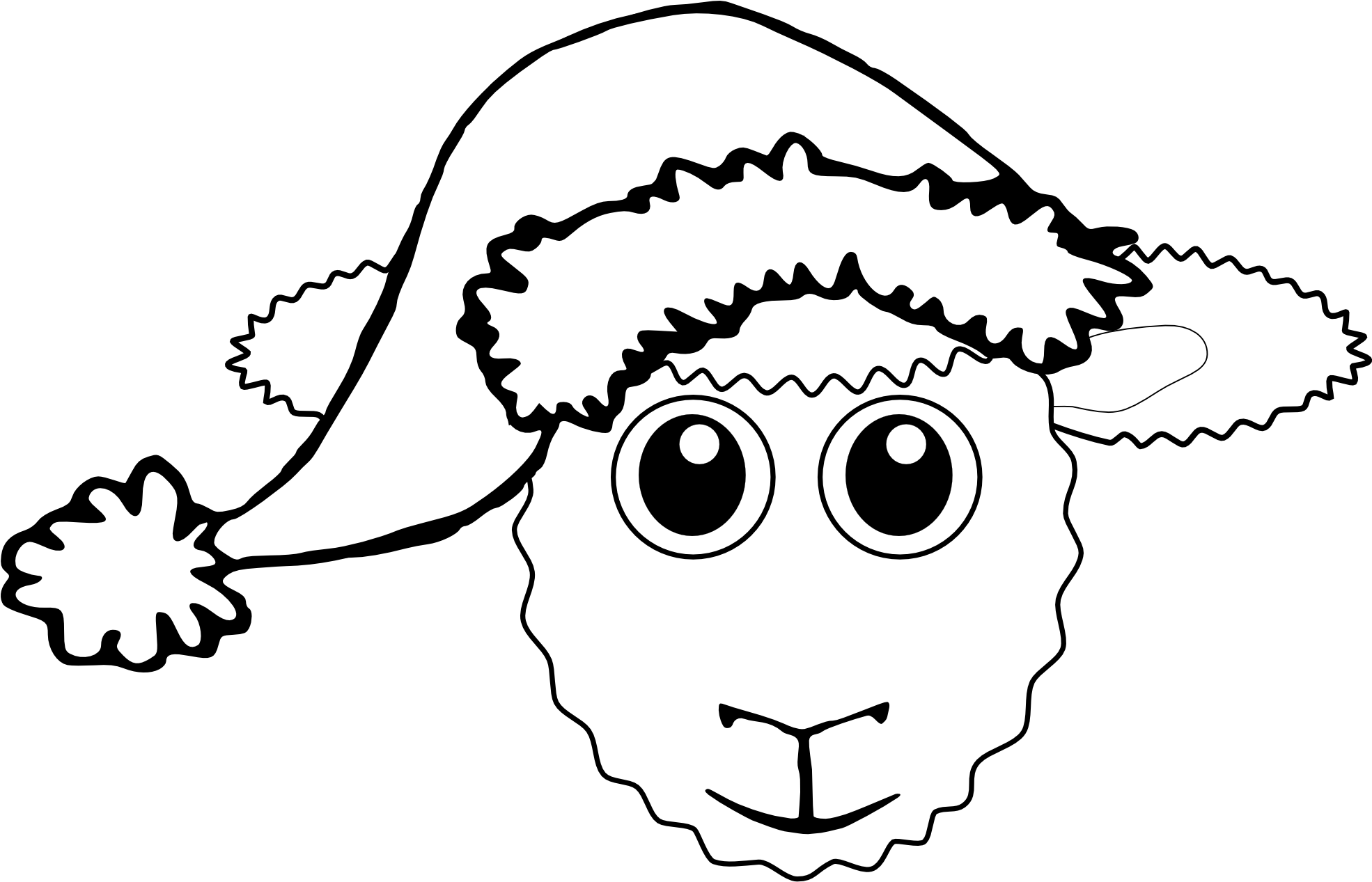 Santa Hat Cartoon Clip Art At Clker - Christmas Sheep Coloring Page (999x696), Png Download