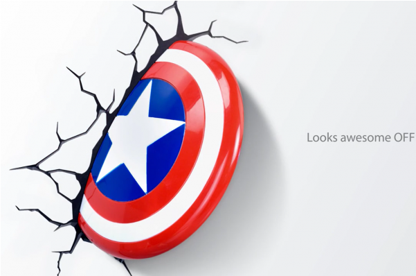 Marvel Captain America Shield Wall Light (600x750), Png Download