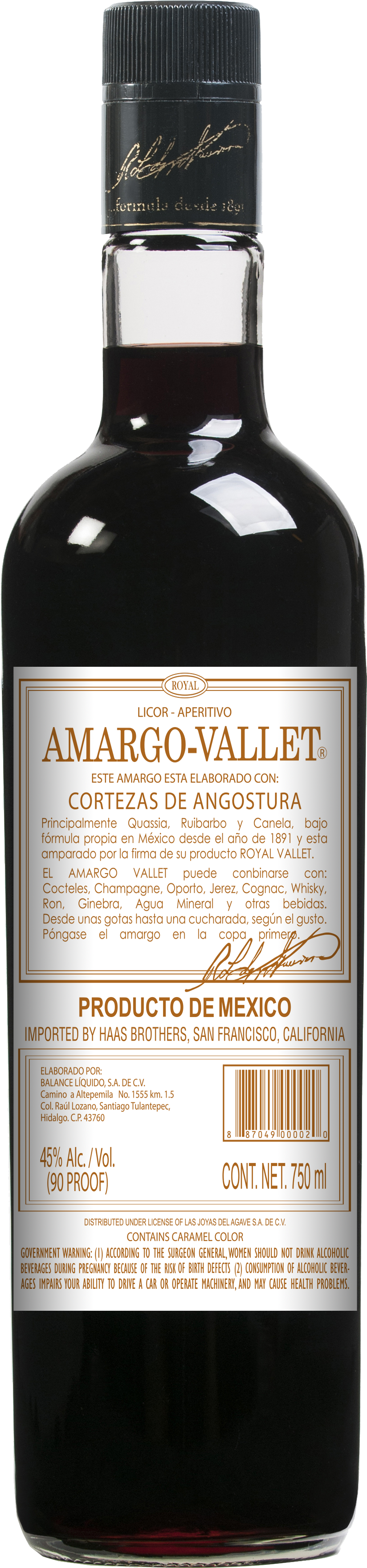 Bottle Shot - Fernet Vallet Amargo Angostura (900x3600), Png Download