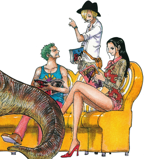 Sanji, Zoro & Robin From The Cover Of Color Walk - One Piece (500x549), Png Download