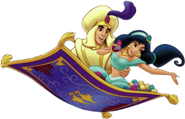 Aladdin And Jasmine On The Magic Carpet - Jasmine And Aladdin Png (631x409), Png Download