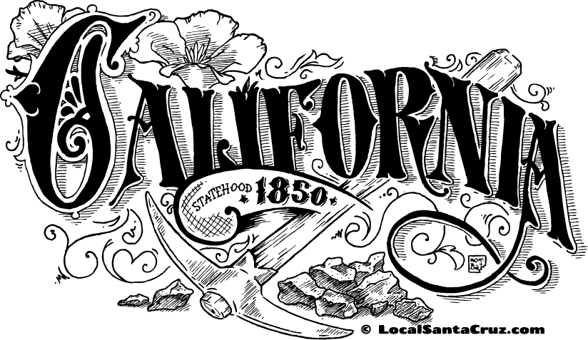 California Local Santa Cruz - California Drawing (824x477), Png Download