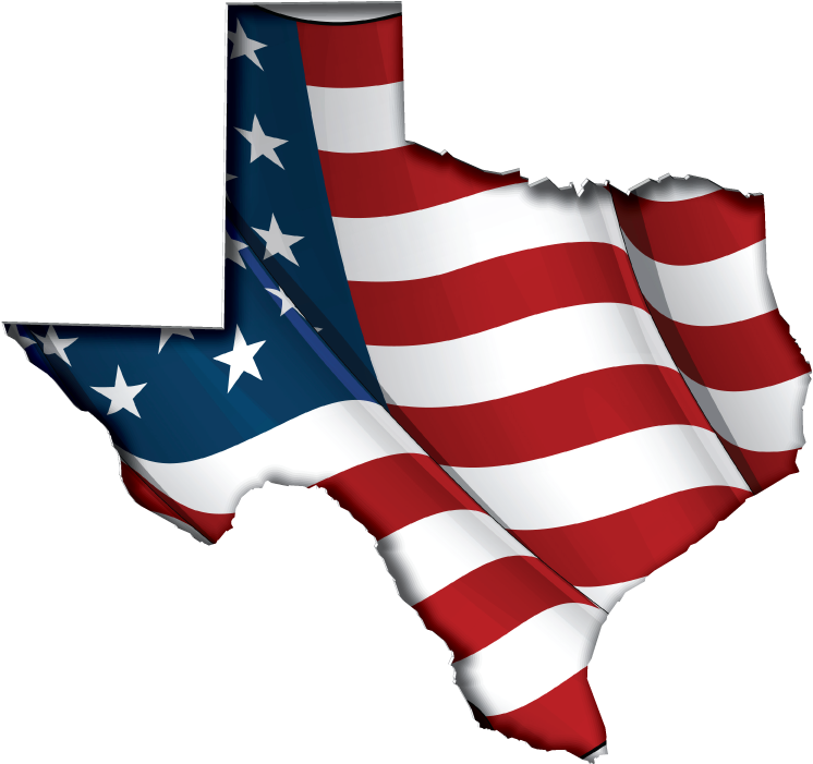 Texas State With Us Flag Inside - State Of Texas With Flag Inside (849x815), Png Download