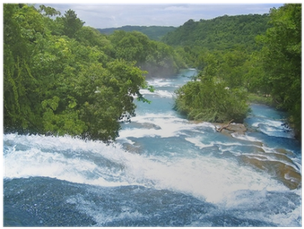 Agua Azul Waterfalls Blue Water River In Mexico Poster - Agua Azul (400x400), Png Download