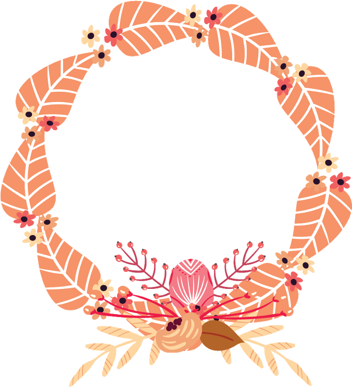 Autumn Fall Leaves Flowers Wreath Frame Border Decor - Wreath (1024x1024), Png Download