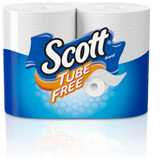 Scott Tube Free Toilet Paper - Scott Paper Towels (370x385), Png Download