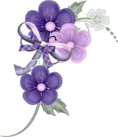 Purple Rose Clipart Corner - Flower Corner Border Purple Png (400x464), Png Download