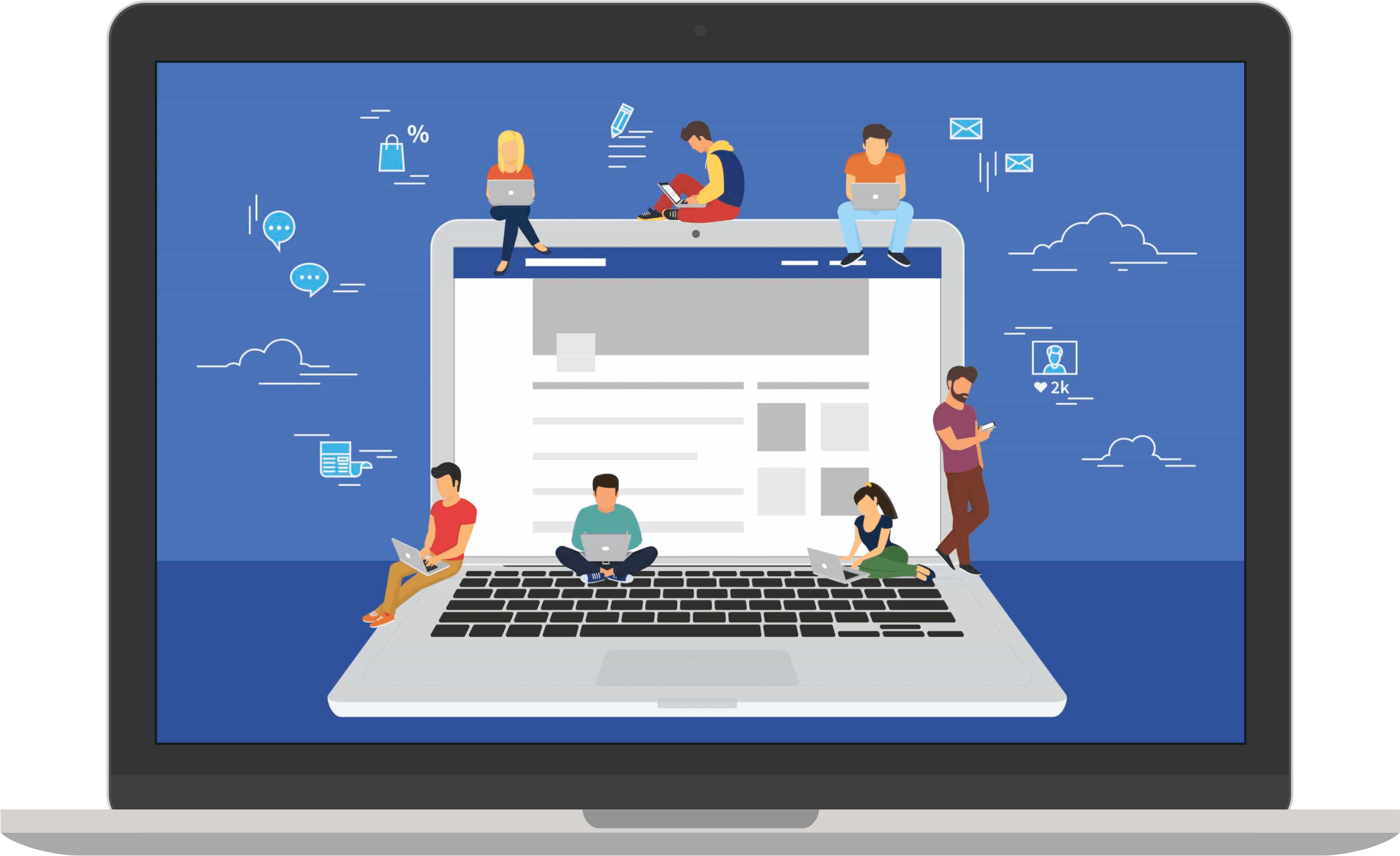 Aumente Suas Vendas Através Das Redes Sociais - Facebook Management (2835x1900), Png Download