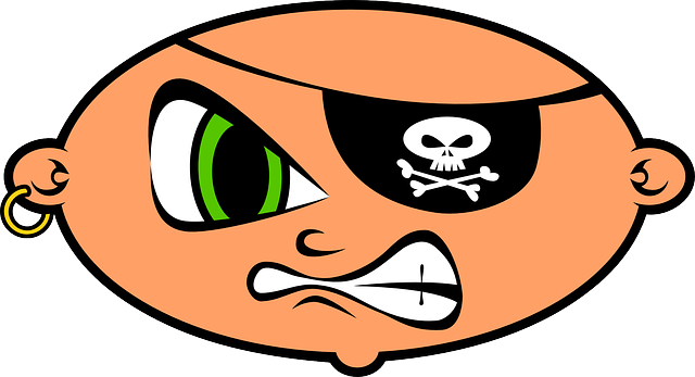 Pirate, Angry, Emoticon, Head, Eye-patch, Eye Patch - Mean Clipart (640x347), Png Download