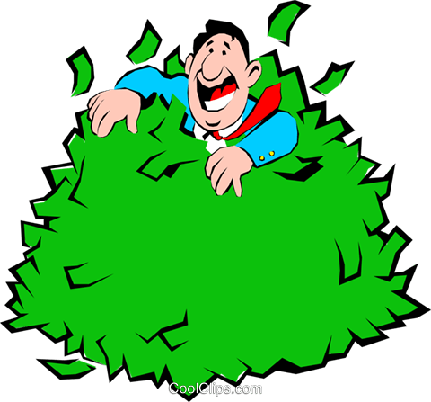 Cartoon Man Rolling In Money Royalty Free Vector Clip - Money Cartoon (480x447), Png Download