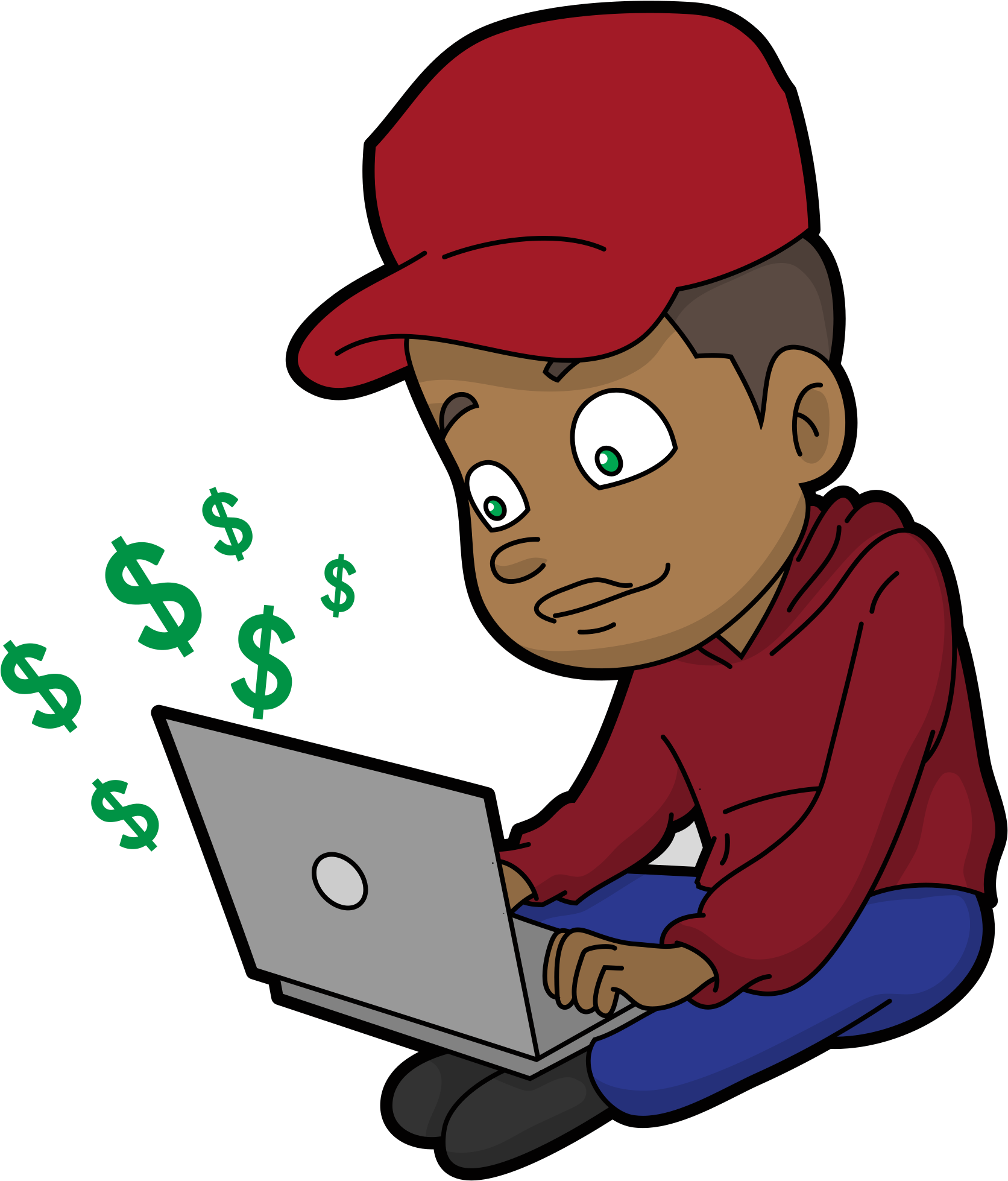 Open - Cartoon Man And Money (2000x2588), Png Download