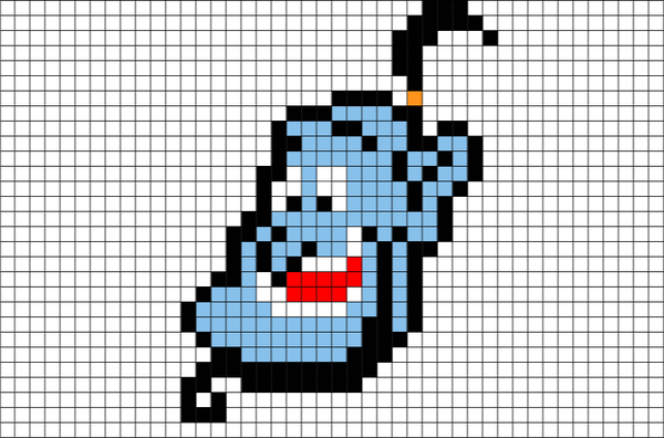 Brik Pixel Art On Twitter - Pixel Art Genie Aladdin (600x396), Png Download