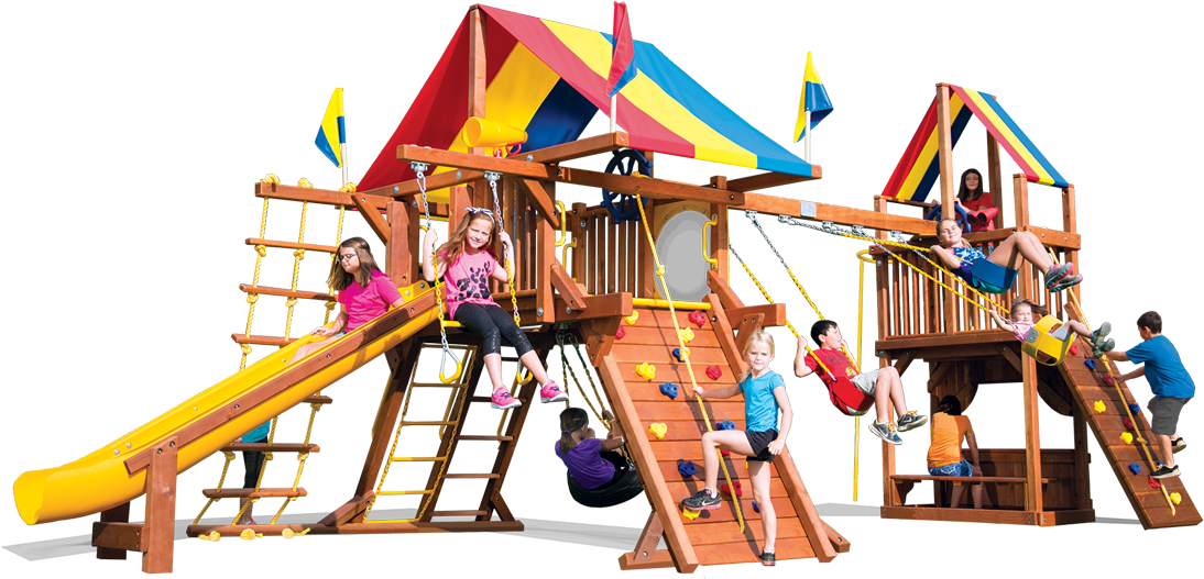 Rainbow Castle With Tower - Playground (1100x732), Png Download