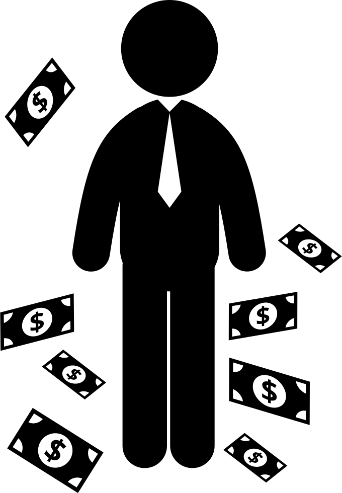 Standing Businessman With Money Bills Around Svg Png - Icon (680x980), Png Download