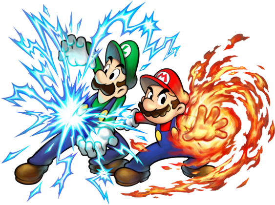 Mario & Luigi (lightning) - Mario And Luigi Superstar Saga Artwork (621x480), Png Download