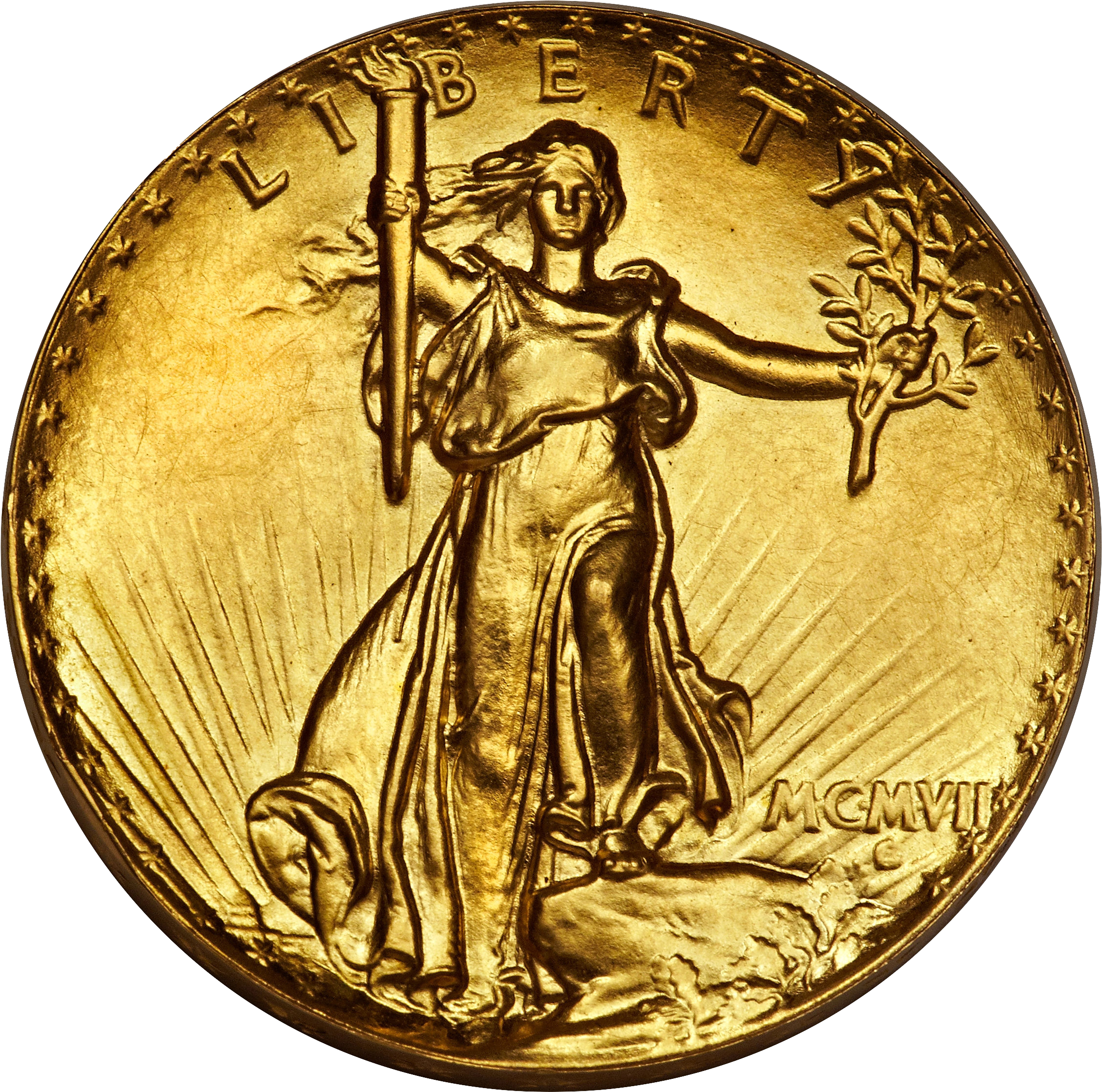 Falling Gold Coins Png Download - 1907 St Gaudens Coin (2286x2266), Png Download