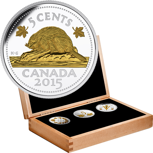 Fine Silver Gold Plated 6 Coin Subscription - Canadian Mint 150 Beaver Nickel (570x570), Png Download