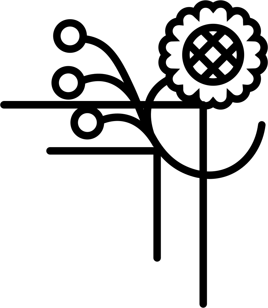 Floral Design Of One Flower Lines And Small Circles - Lineas De Flores Icono (854x982), Png Download