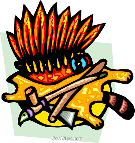 Indian Headdress With Peace Pipe Royalty Free Vector - Illustration (456x480), Png Download