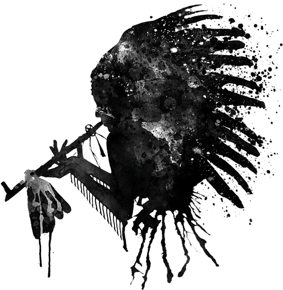 Bleed Area May Not Be Visible - Black And White Indian With Headdress (600x600), Png Download