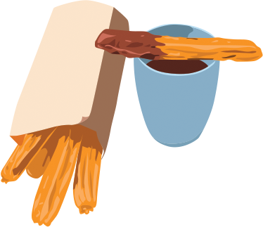 Vinilo Decorativo Chocolate Con Churros - Dibujo Churros Con Chocolate (374x323), Png Download