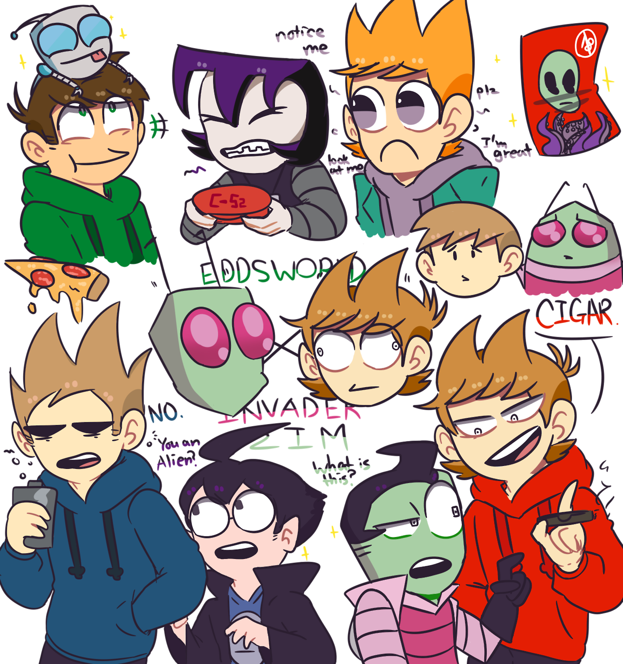 Cigar Clipart Comic - Undertale X Invader Zim (1280x1365), Png Download