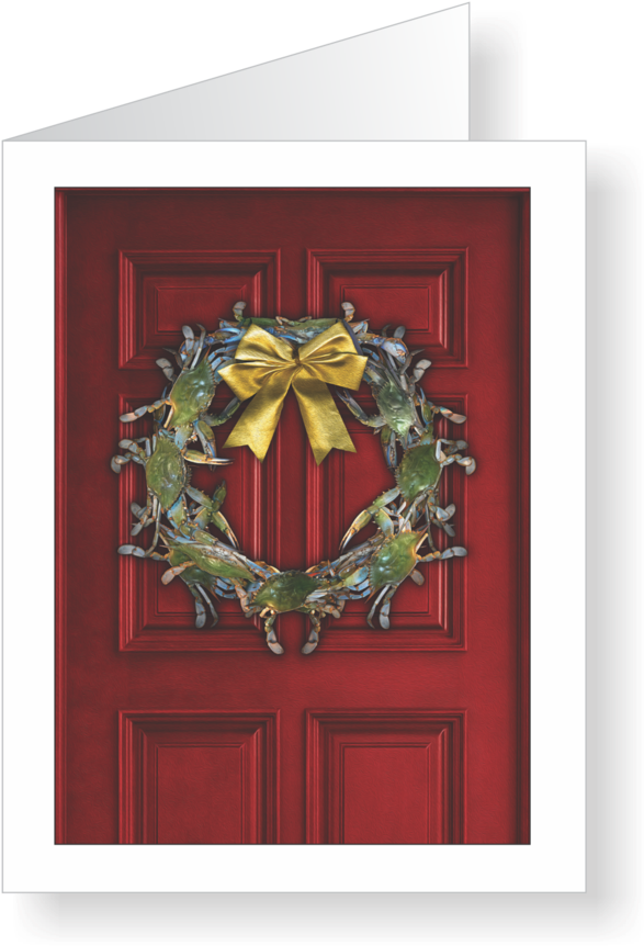 Watermen's Welcome Crab Wreath - Greeting Card (1024x1024), Png Download