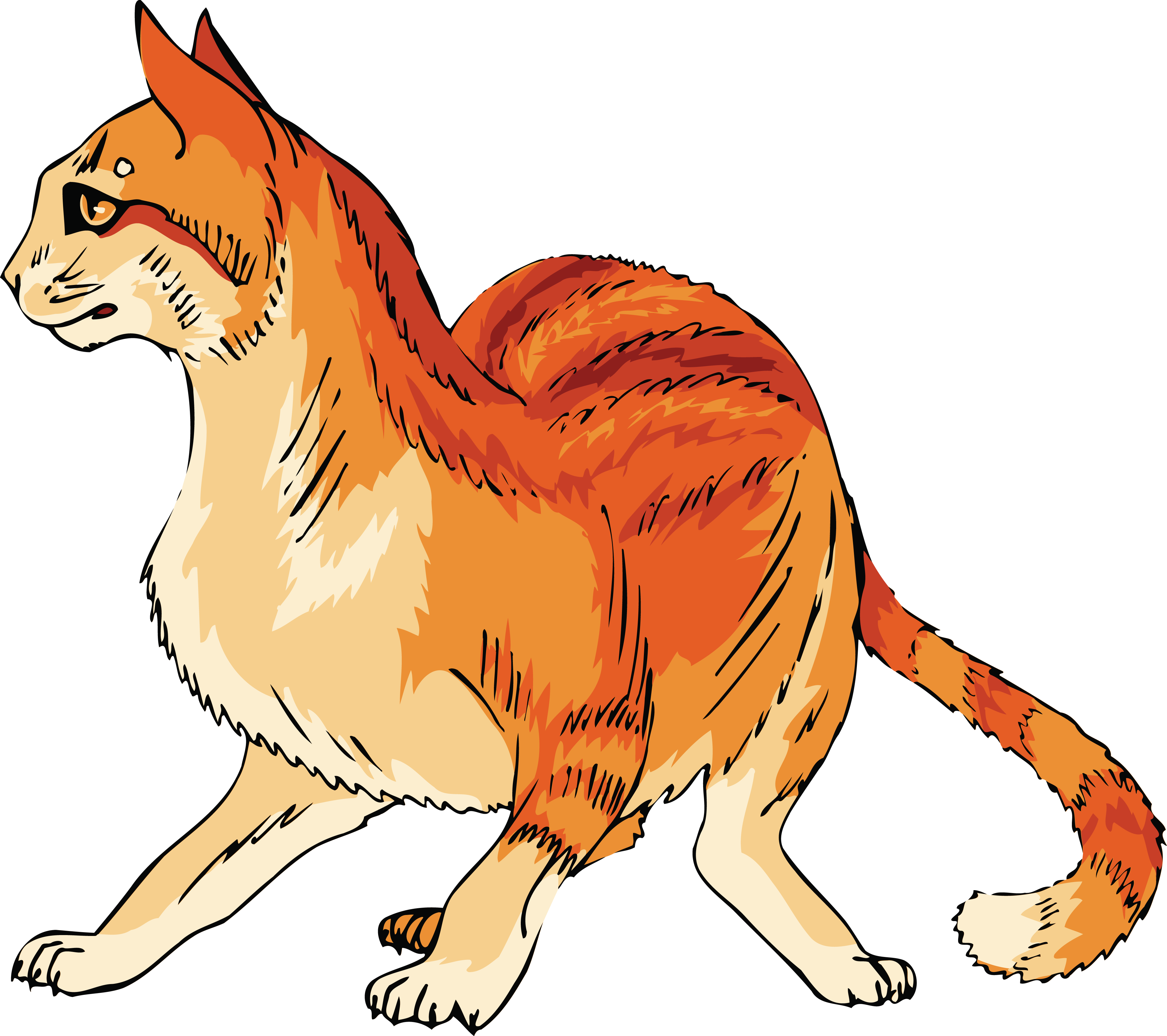 Illustration Of A Sleeping Cat - Cat Clipart Orange Cat Png (4000x3552), Png Download