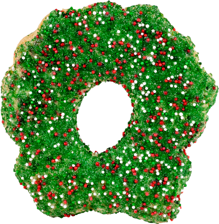 Christmas Wreath Sugar Cookie - Doughnut (1008x963), Png Download