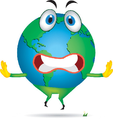 Happy Earth Cartoon Png - Cartoon Earth With Face (381x399), Png Download