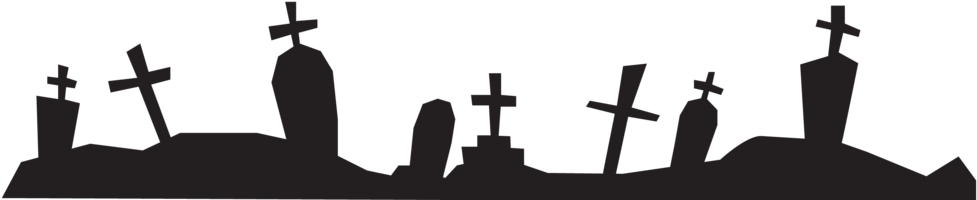 Grave Yard Png Clip Transparent - Silhouette (1000x313), Png Download