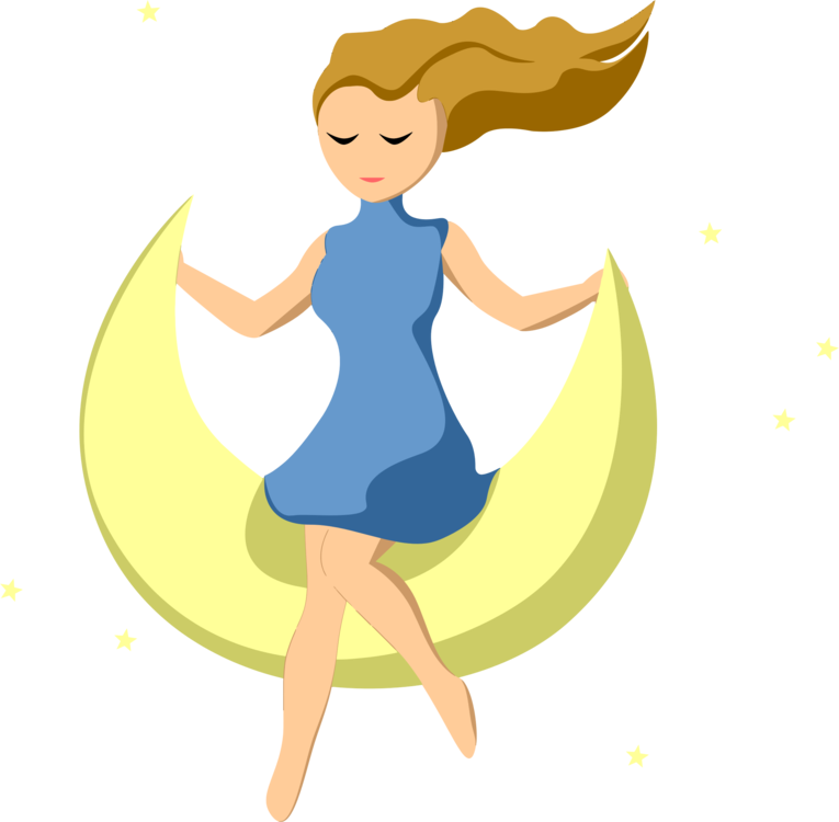 The Ghost In The Gardens Cartoon Earth Moon Comics - Girl Sitting On Crescent Moon (765x750), Png Download