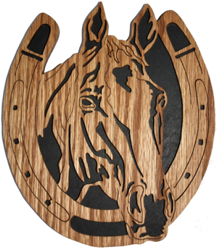 Horse Shoe Plaque - Horse In Horseshoe Png (500x500), Png Download