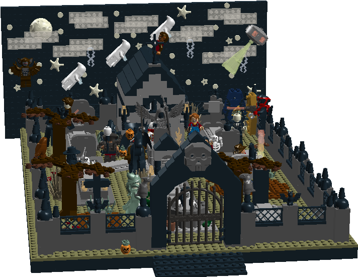 Modular Graveyard Haloween1 - Lego Halloween Moc (1107x600), Png Download