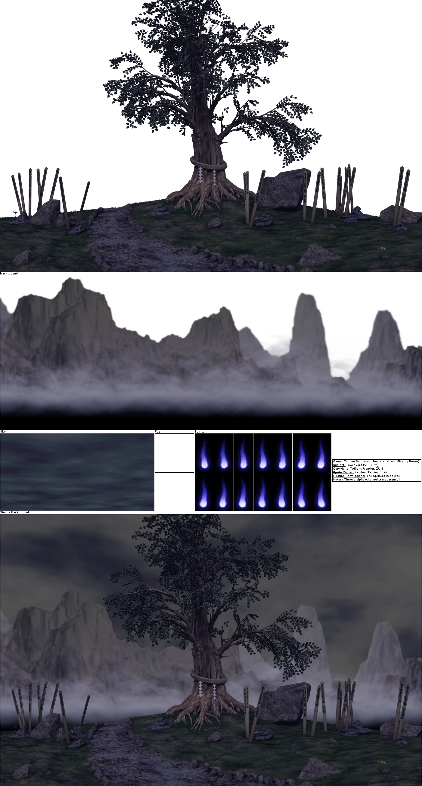 Click For Full Sized Image Graveyard With Large Tree - Touhou Graveyard (1402x2606), Png Download